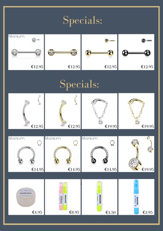 Prijslijst specials om mee te piercen Prijslijst specials om mee te piercen