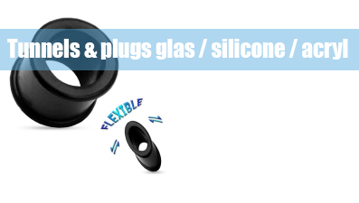 Tunnels en plugs glas / silicone / acryl