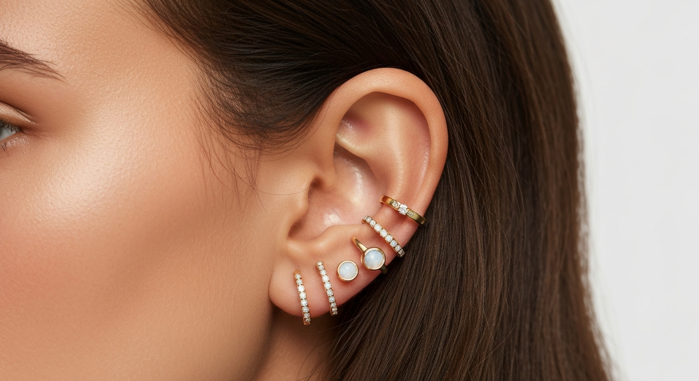 De kunst van de Curated Ear: Hoe je verschillende piercings en oorbellen perfect met elkaar combineert De kunst van de Curated Ear: Hoe je verschillende piercings en oorbellen perfect met elkaar combineert