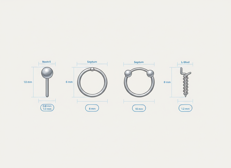 Neuspiercings, welke maat voor welke soort? Neuspiercings, welke maat voor welke soort?