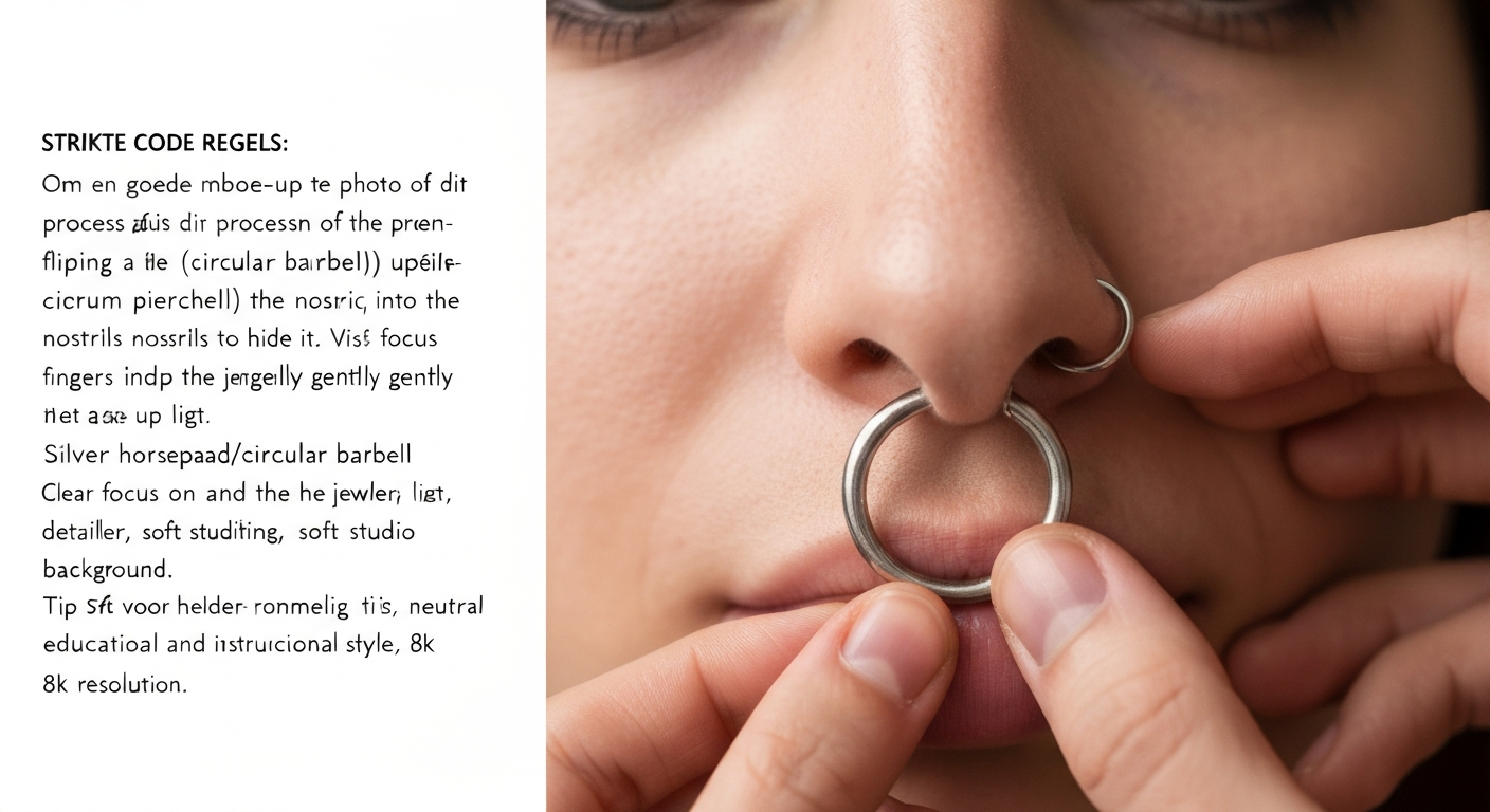 Septum piercing verstoppen: Hoe werkt het omhoogklappen ('flippen') van je sieraad?
Septum piercing verstoppen: Hoe werkt het omhoogklappen ('flippen') van je sieraad?