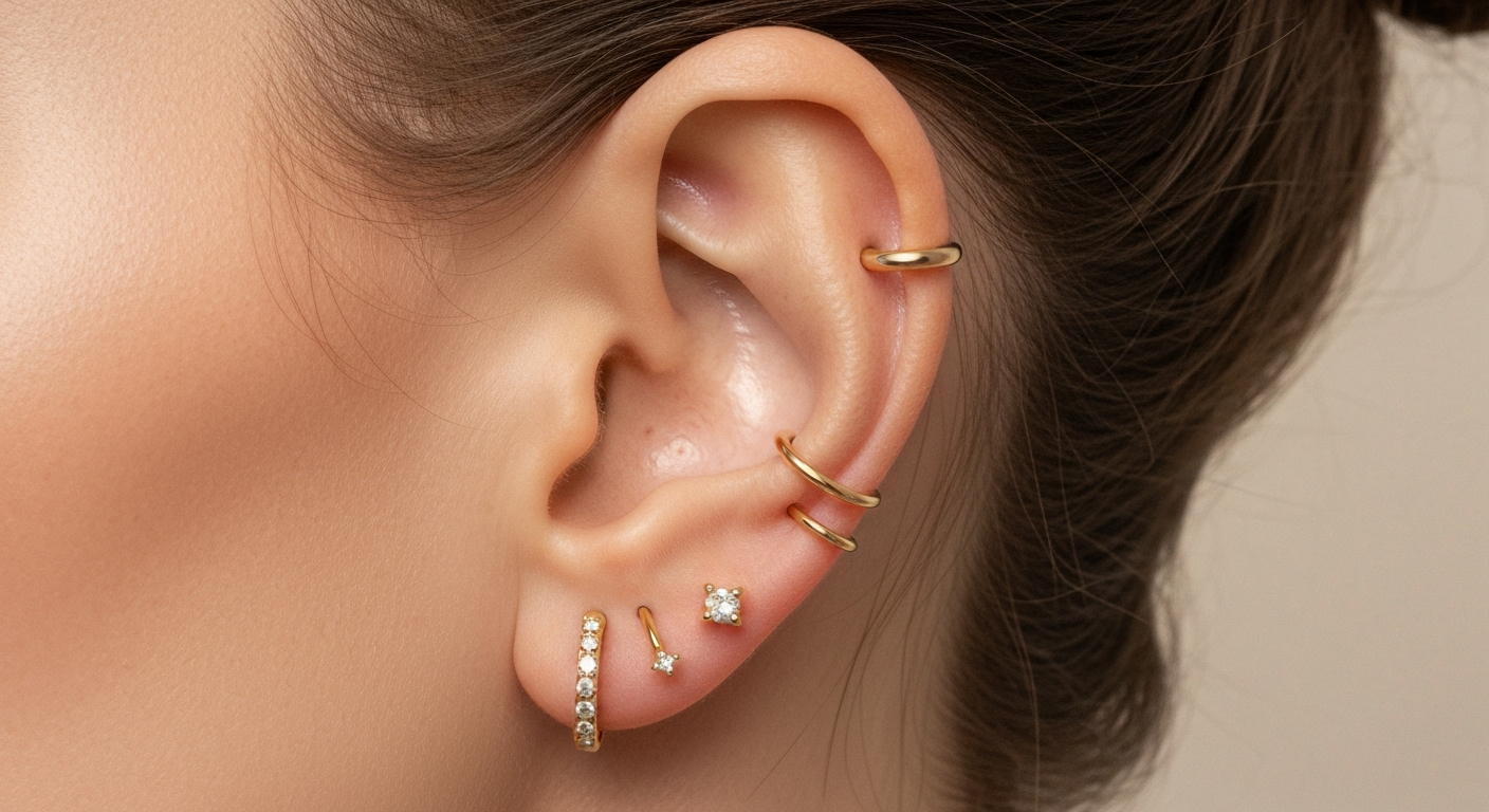 Stappenplan voor een 'Curated Ear': Zo combineer je verschillende oorpiercings tot een uniek geheel Stappenplan voor een 'Curated Ear': Zo combineer je verschillende oorpiercings tot een uniek geheel