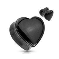 14 mm Double-flared plug zwart hart steen