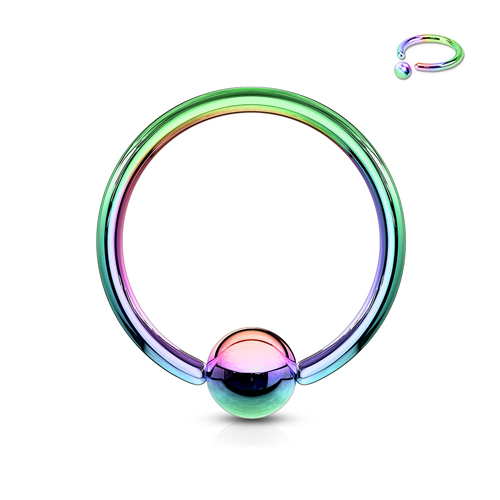 Tepelpiercing titanium ringetje regenboog kleuren