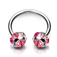 Piercing crystal ball ring roze