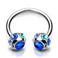 Piercing crystal ball ring blauw