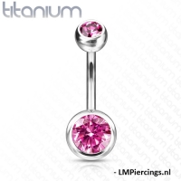 Piercing titanium steen roze groot