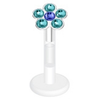 piercing bloem aqua/blauw