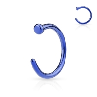 Neuspiercing open ring blauw