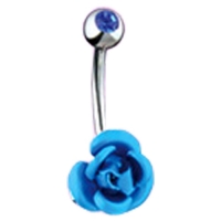 Navelpiercing metalen roos blauw