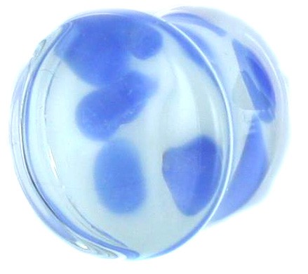 Blauwe Steentjes Pyrex Glas Plug 8 mm