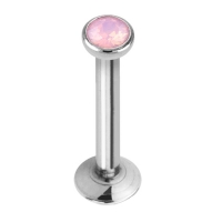 Flat Top Opal Labret Roze 6 mm