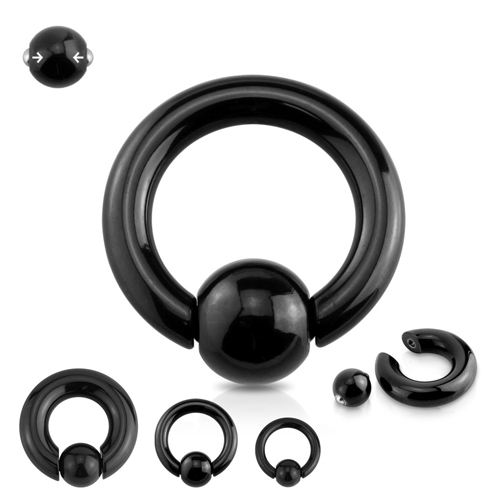 Piercing ball closure ring 10x16x12 - zwart Piercing ball closure ring 10x16x12 - zwart