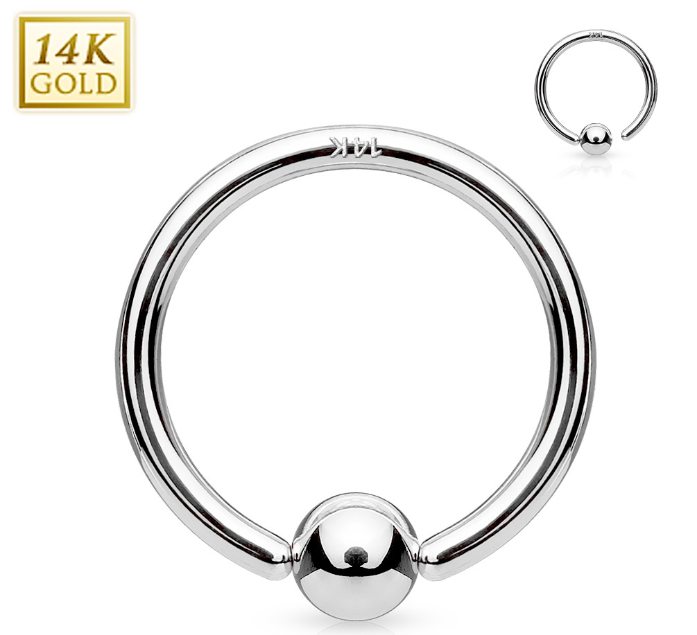 14K Wit Goud Ball Closure Ring - 8 mm