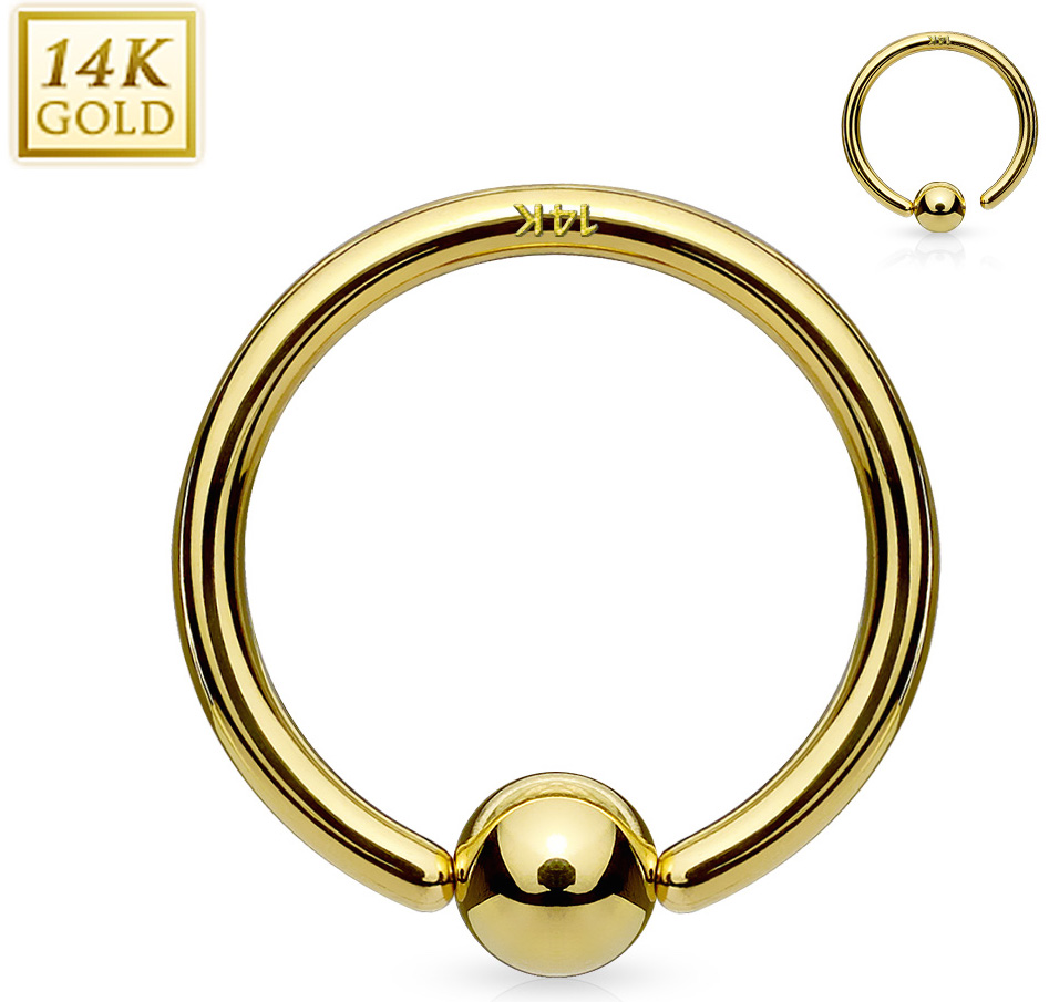 14K Goud Ball Closure Ring - 8 mm