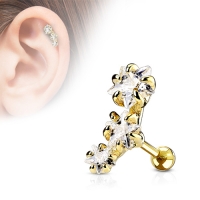 Helixpiercing 3 sterren CZ wit gold plated