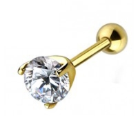 Piercing 14 kt. met witte steen extern schroefdraad 1.2x6 - goud