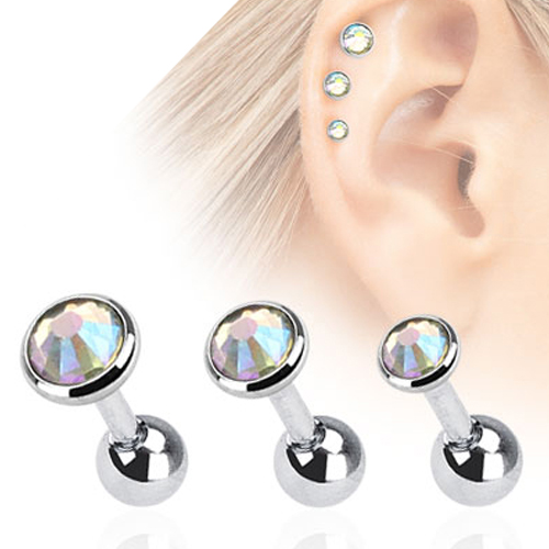 Voordeelset 3 pack oorpiercings 1.2x6 mm - multi kleur Voordeelset 3 pack oorpiercings 1.2x6 mm - multi kleur