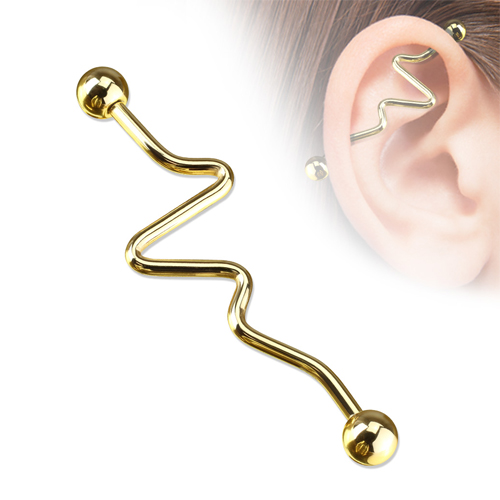 Industrial piercing zigzag gold plated