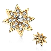 Dermal top micro ster starburst gold plated 1.6mm