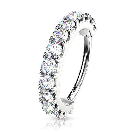 Piercing CZ lined hoop band wit 1.2x8