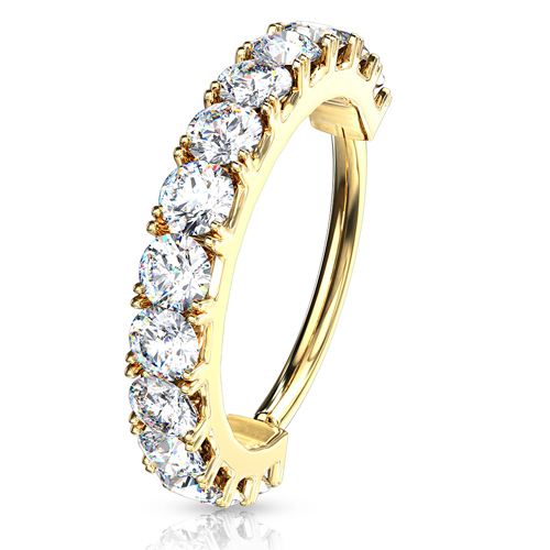Piercing CZ lined hoop band gold plated 1.2x8