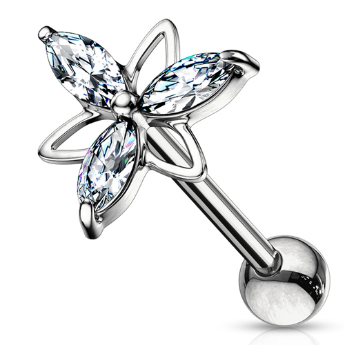 Piercing 3 Marquise CZ Double Triangle Flower Top