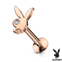Piercing playboy bunny met gemmed eye gold plated rose kleur