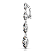 Navelpiercing 4 Marquise verticale drop