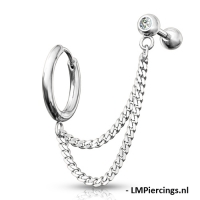 Helix piercing dubbele ketting met oorbel ring