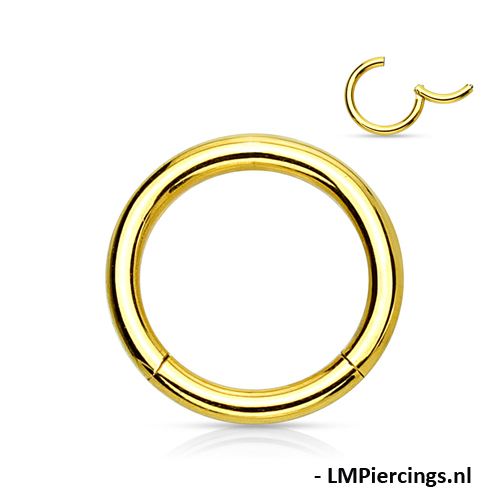 Piercing ring high quality gold plated 1.2 x 6 mm