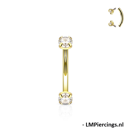 Piercing curve prong gold plated