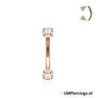 Piercing curve prong rose gold plated