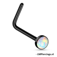 Neuspiercing L-bend opal zwart