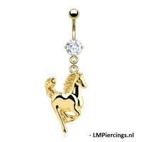 Navelpiercing paard gold plated