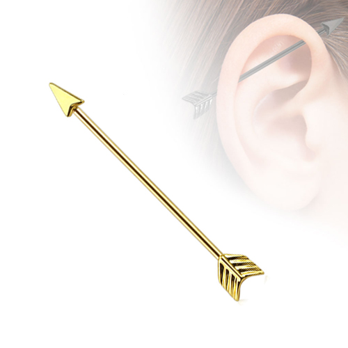 Industrial piercing pijl gold plated