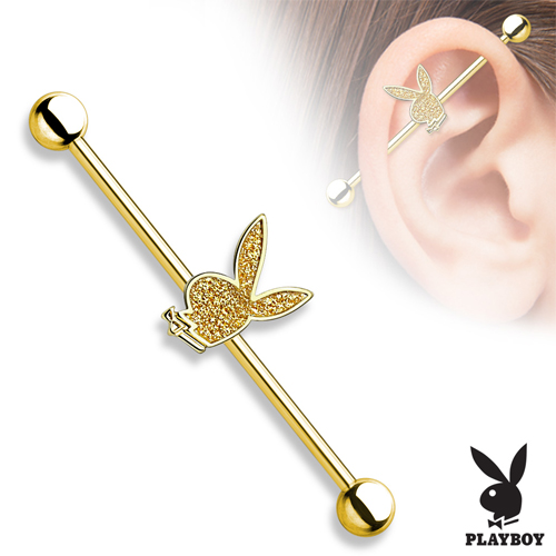 Industrial piercing playboy gold plated