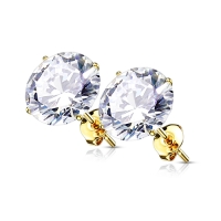 Oorbellen 14kt steen rond 0.8