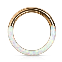Piercing high quality opal front clicker rose gold plated 1.2x8