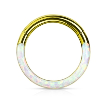 Piercing high quality opal front clicker gold plated 1.2x8