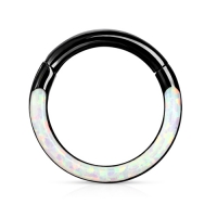 Piercing high quality opal front clicker zwart 1.2x8