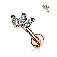 Piercing triple marquise 6mm rose gold plated