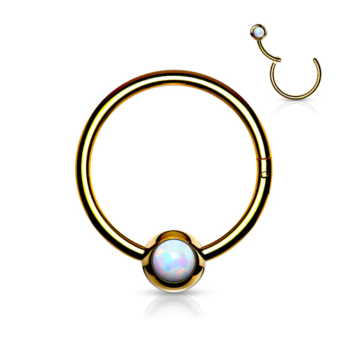 Piercing opal clicker 1.2x8 gold plated