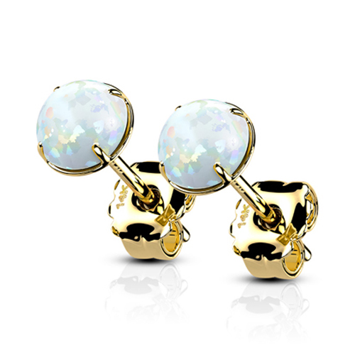 Oorbellen 14kt opal 0.8x6x4 - goud Oorbellen 14kt opal 0.8x6x4 - goud