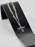 Ketting  cross met Petite Beads dubbel laags - Zilver