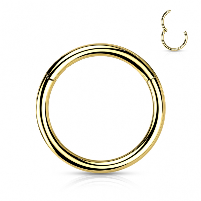 piercing titanium ring high quality 0.8 x 6mm gold plated