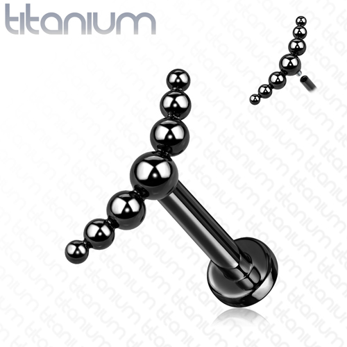 Titanium Piercing 7 balls zwart 1.2x6