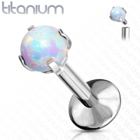 Titanium piercing opal stud 1.2x6mm