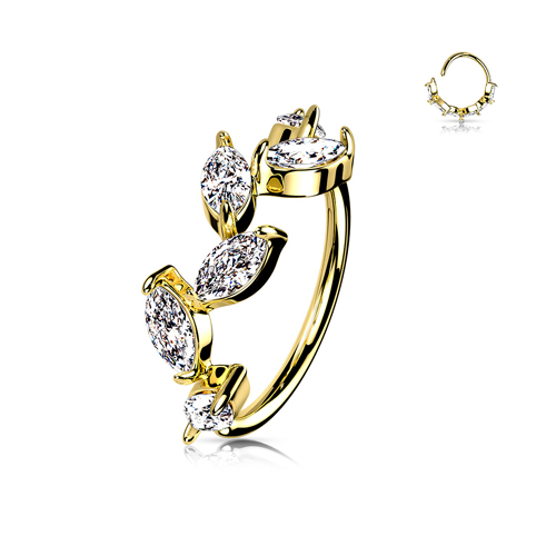 Buigbare ring 6 Marquise CZ Vine gold plated 0.8X8