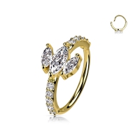 Buigbare ring Triple Marquise CZ Top gold plated 0.8X8